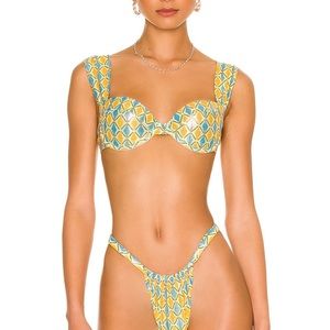 NWT WeWoreWhat Claudia Bikini Top and Adjustable Ruched Bikini Bottom